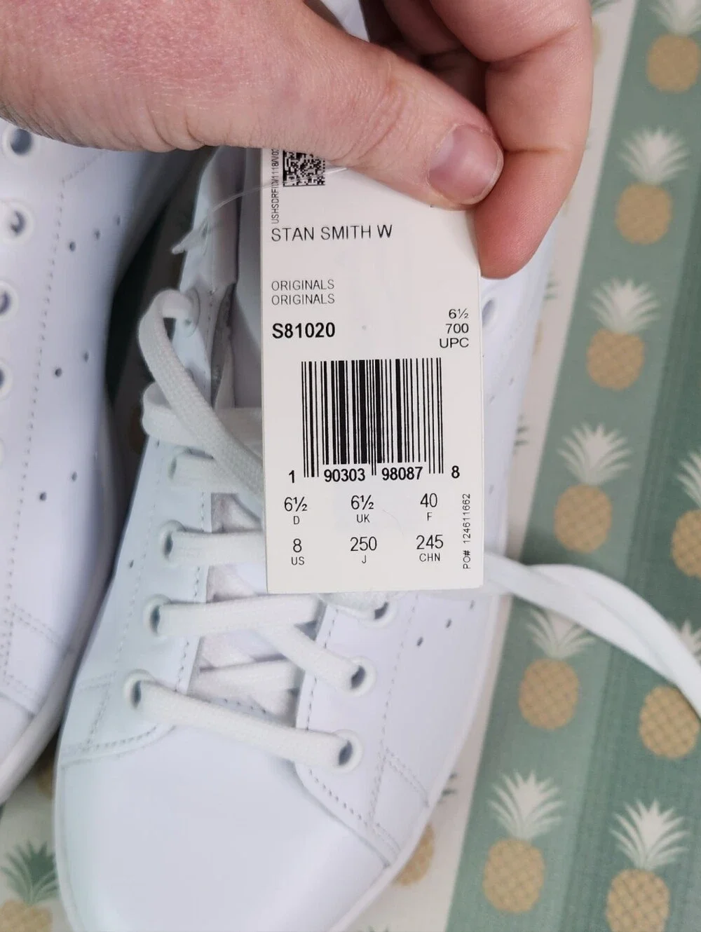 Adidas Stan Smith White Sneakers with Navy Heel